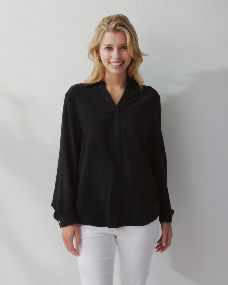 BLUSE AUS LEINEN-MIX