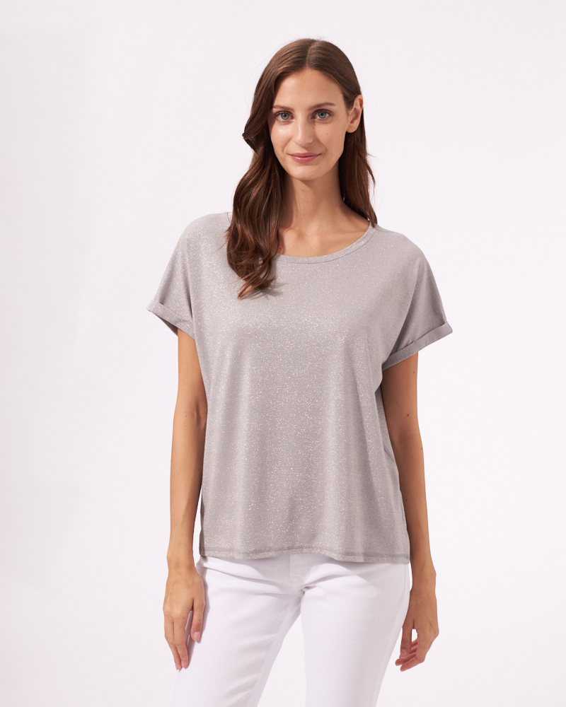 SCHIMMERNDES SHIRT AUS METALLGARN SCHIMMERNDES SHIRT AUS METALLGARN