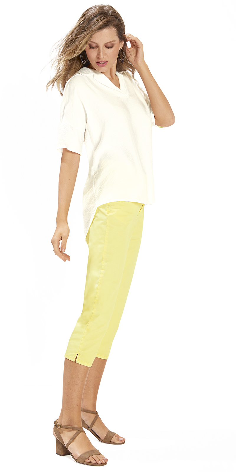 Bluse_natur-401059-Hose-gelb_404002_056_4359 CAPRIJEANS IN 2 FARBEN