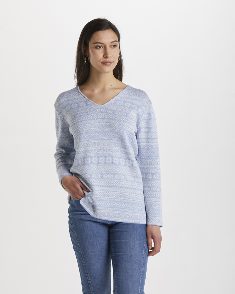 Pulli_hellblau_gemustert_421146_Kristin EDLER DOUBLEFACE-PULLI