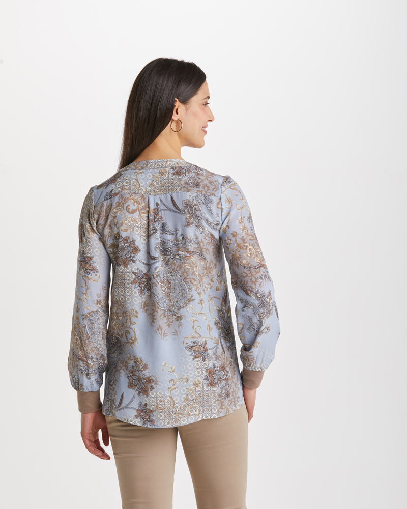 Tunika_beige_bleu_421051_Josy_hinten TUNIKABLUSE MIT STRETCHBÜNDCHEN
