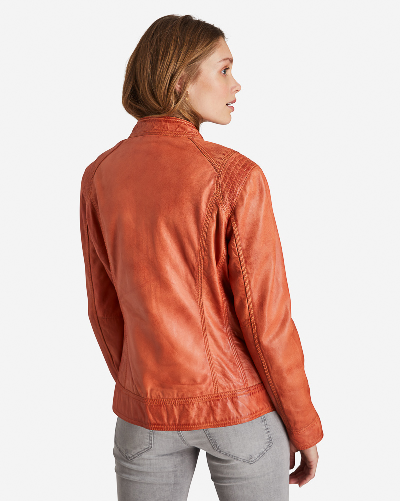 Bikerjacke_ziegel_hinten_412019_Kaylee BIKERJACKE AUS LAMMNAPPA