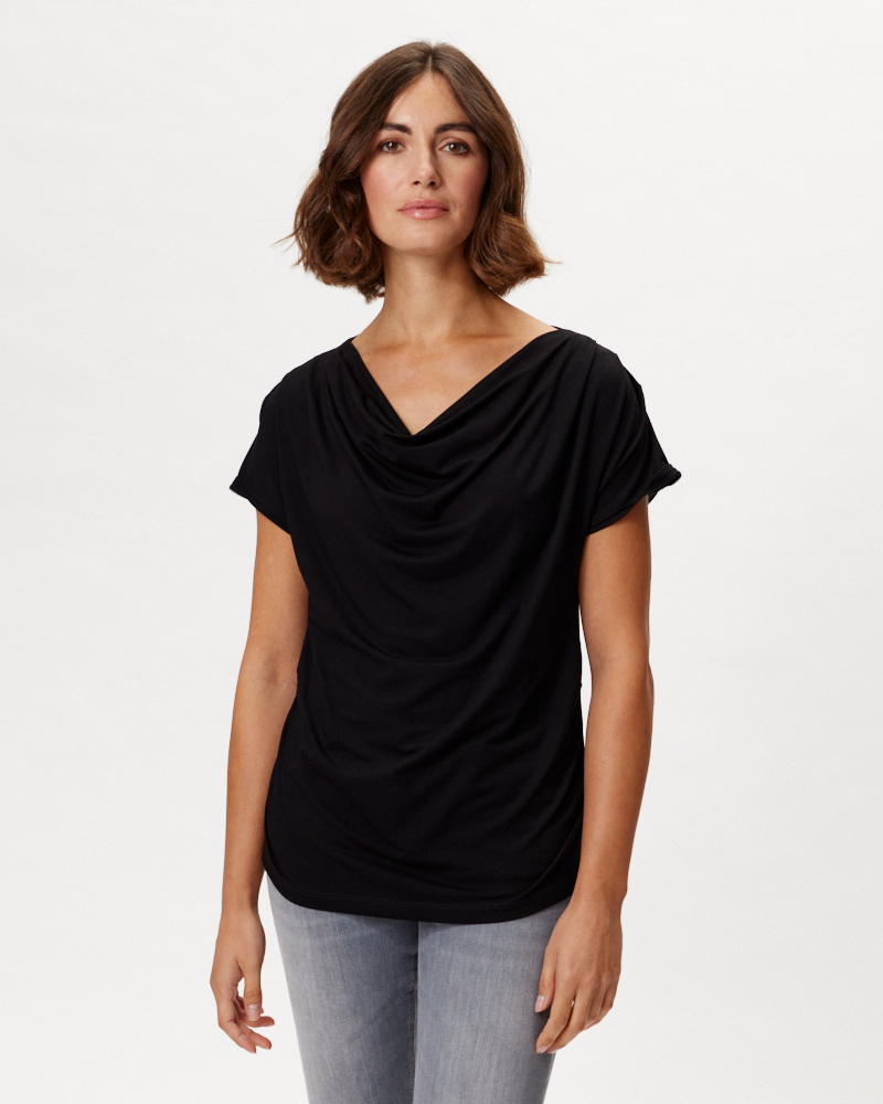 SHIRT MIT WASSERFALL-AUSSCHNITT