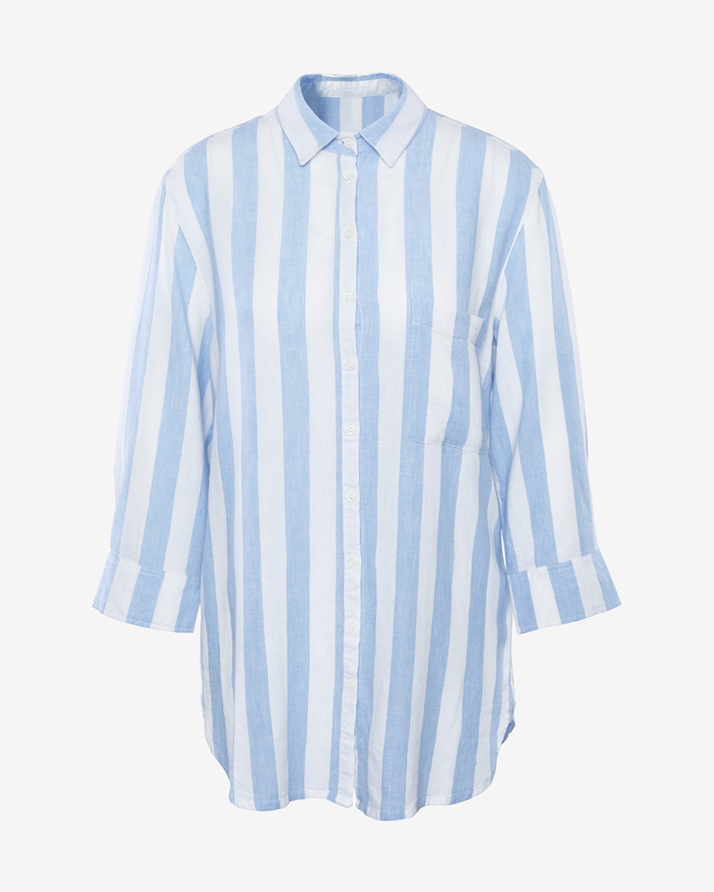 Leinenbluse_bleu_weiss_gestreift_413016_Togo LEINENBLUSE MIT STREIFEN