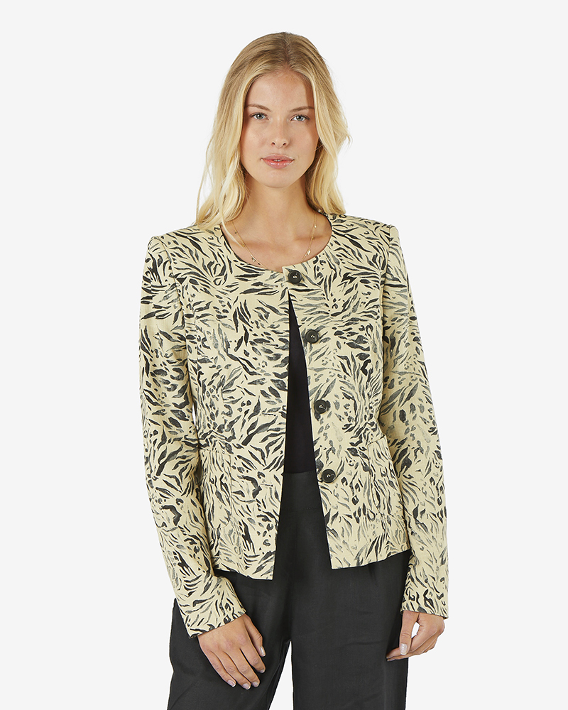 Blazer_beige_gemustert_411025_Sula GEFÜTTERTER LEINENBLAZER