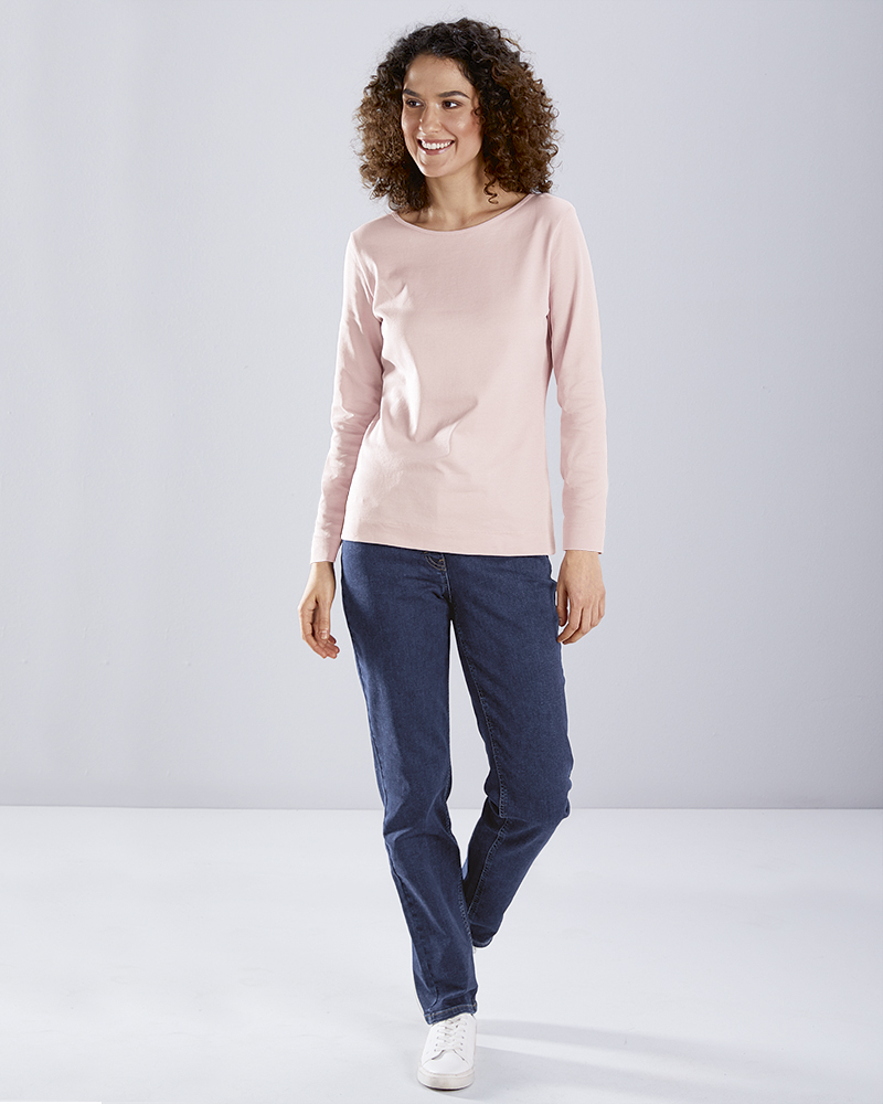 Basic_Shirt-rose_Jeans_blau-405072_405091 SHAPING-JEANS L ÖKO-TEX-ZERTIFIZIERT