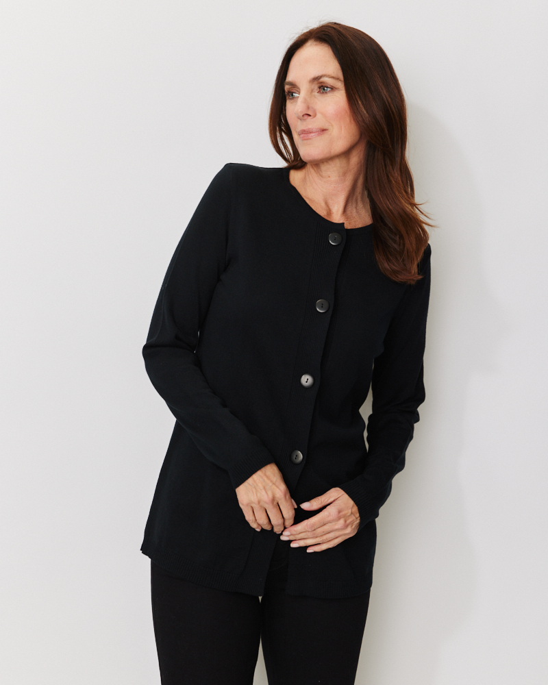 Lange Basic-Strickjacke