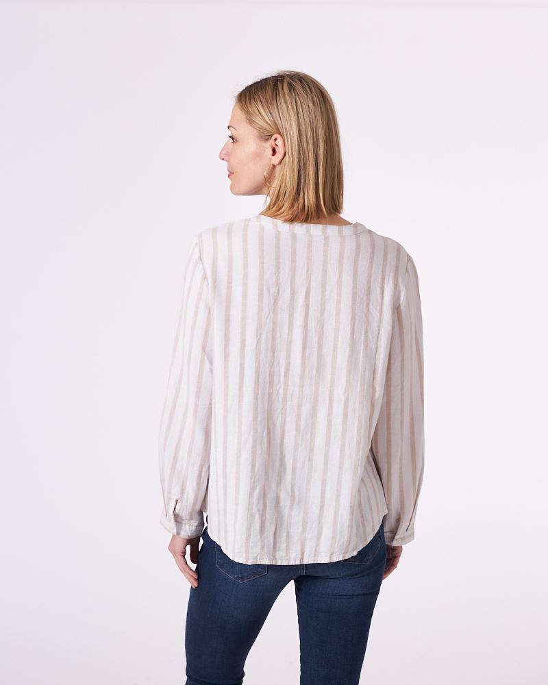 LEINENBLUSE MIT STREIFEN LEINENBLUSE MIT STREIFEN