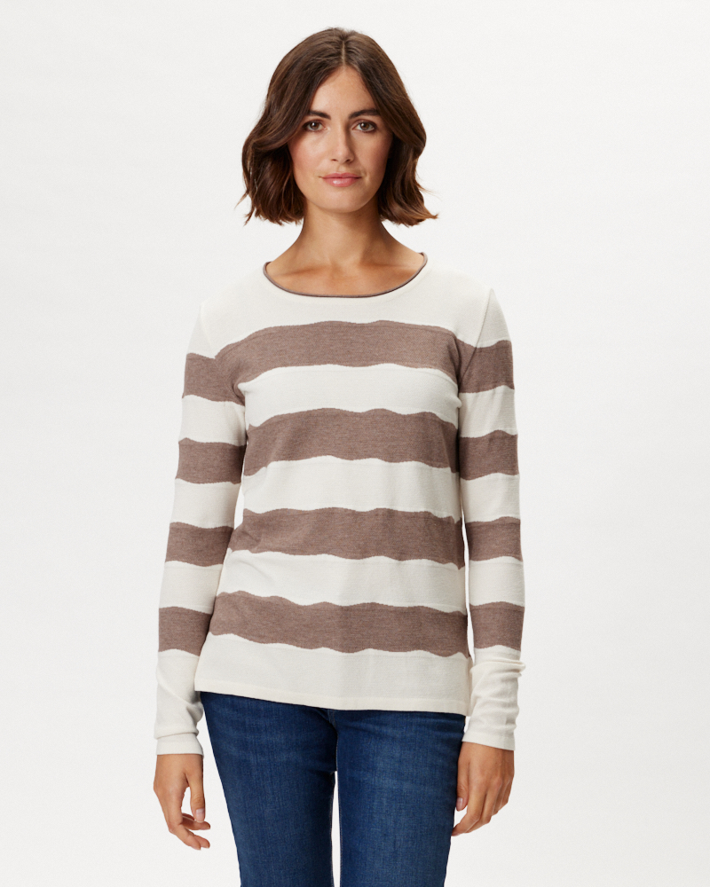 FEINSTRICKPULLI MIT BLOCKSTREIFEN