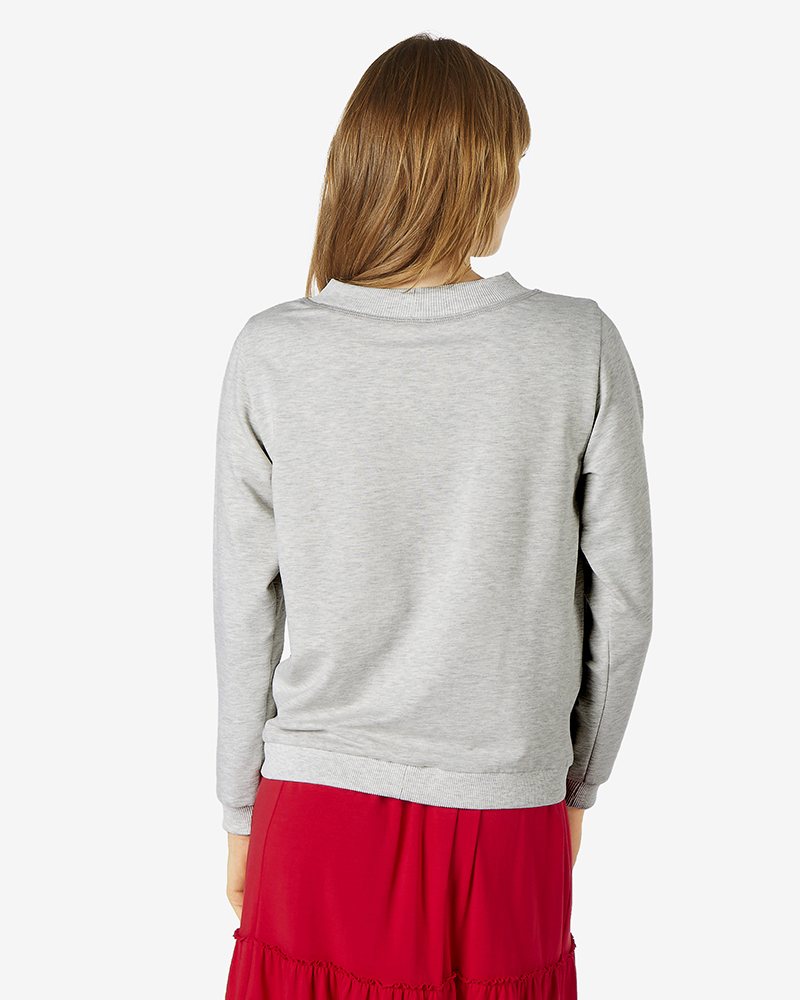 Sweatshirt_grau_meliert_hinten_411100_Inez SWEATSHIRT IM MATERIALMIX