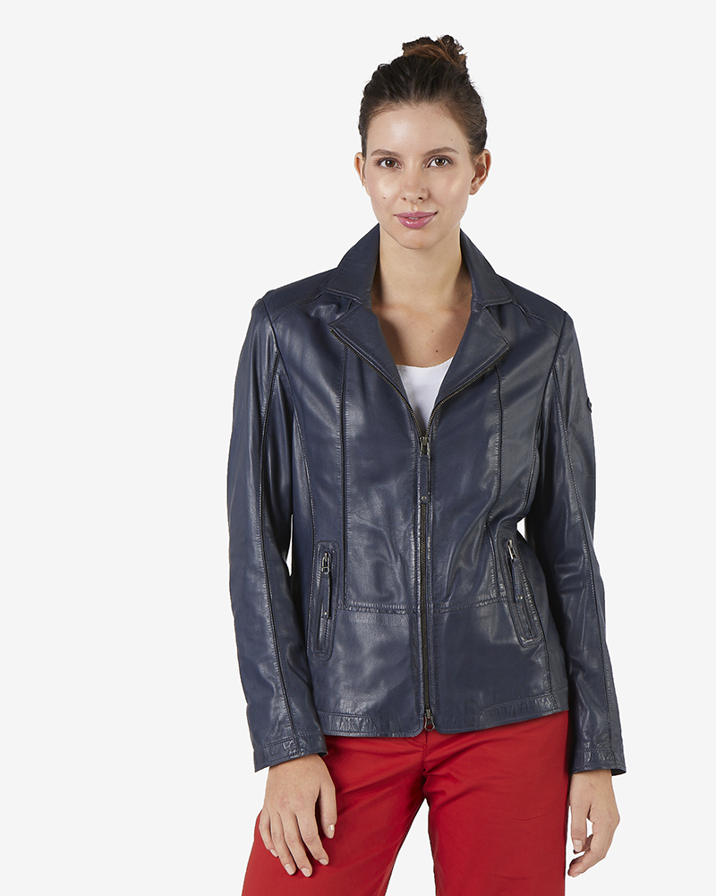 Lederjacke_blau_411094_Debora LEDERJACKE AUS LAMMNAPPA