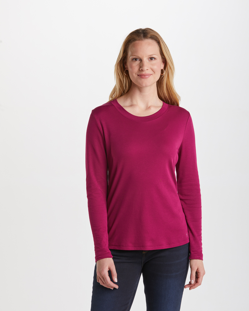 Shirt_fuchsia_421099_Bria_vorn RUNDHALS-SHIRT AUS BAUMWOLLE