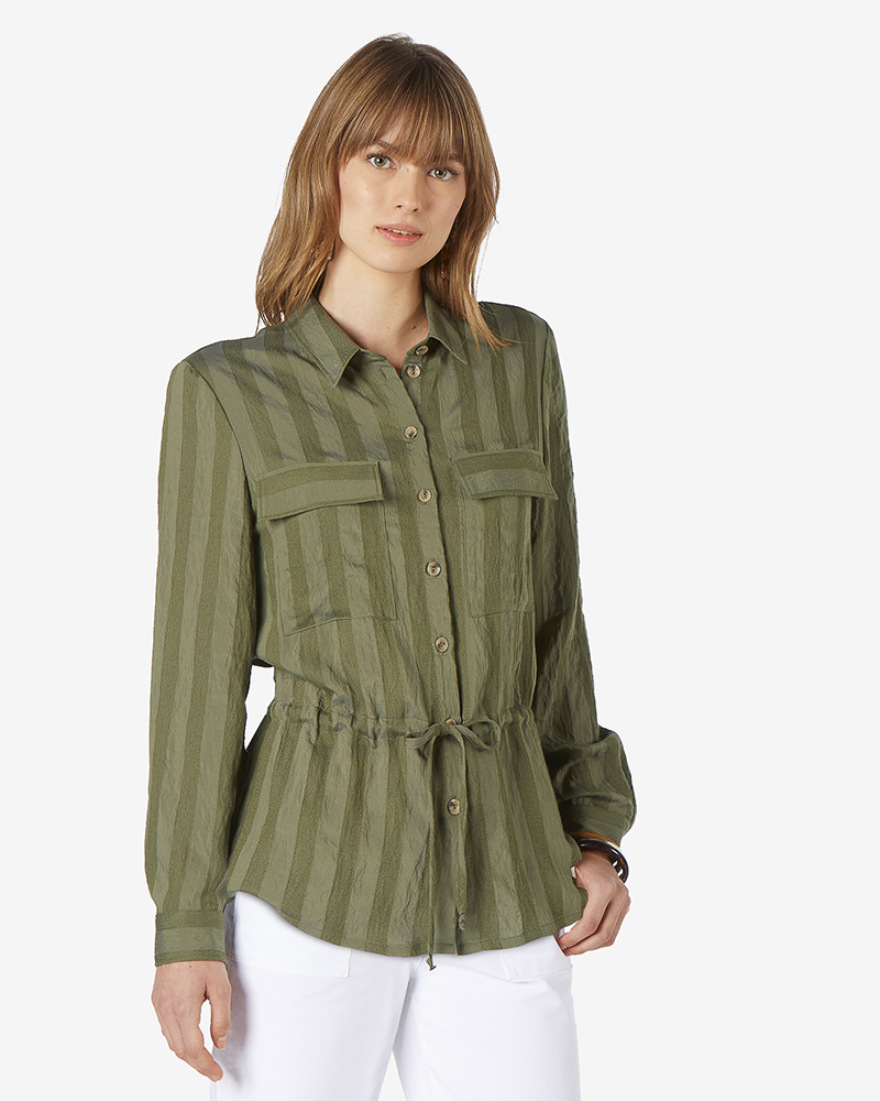 Bluse_khaki_411051_Birthe BLUSENJACKE MIT TUNNELZUG