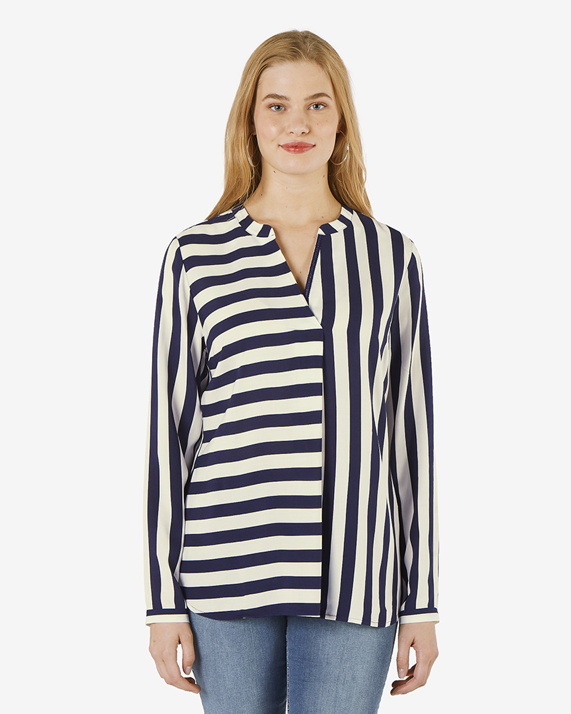 Bluse_marine_weiss_gestreift_411034_Konni LEGERE STREIFENBLUSE AUS VISKOSE