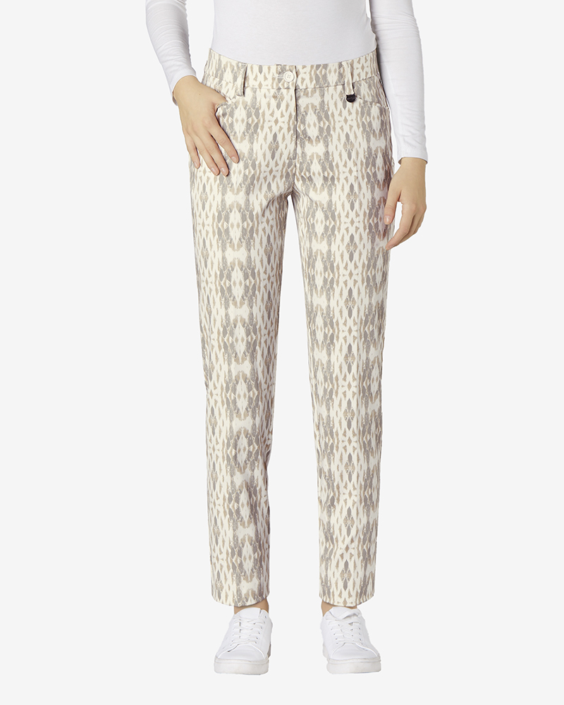 Hose-beige_gemustert_411128_Riva_N_37951 BEQUEME STRETCHHOSE N