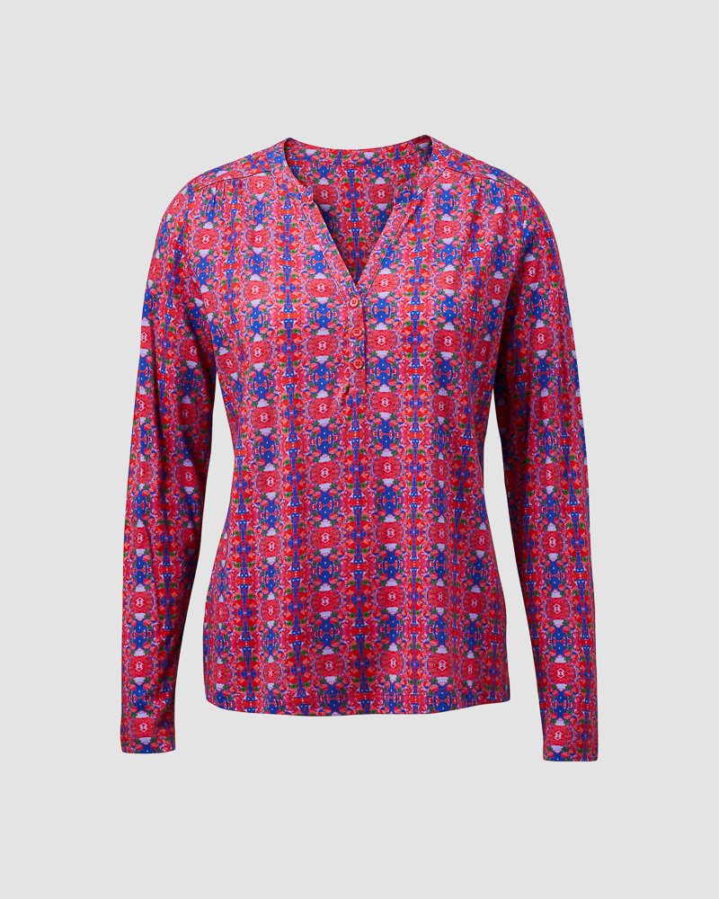 Bluse_rot_gemustert_421153_Marlene_406014_vorn BLUSENSHIRT