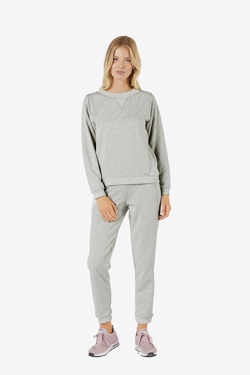 Sweatshirt_grau_meliert_Vollansicht_411100_Inez SWEATSHIRT IM MATERIALMIX
