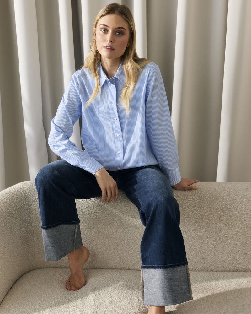 LOCKERE STREIFEN-BLUSE AUS BAUMWOLLE