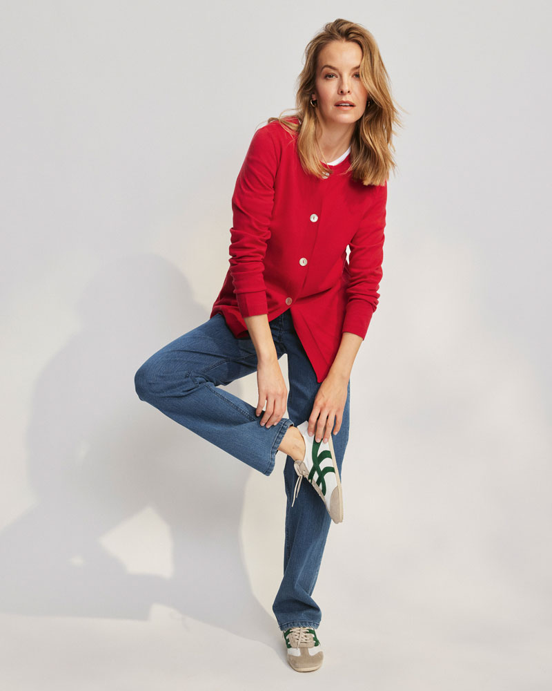 Lange Basic-Strickjacke